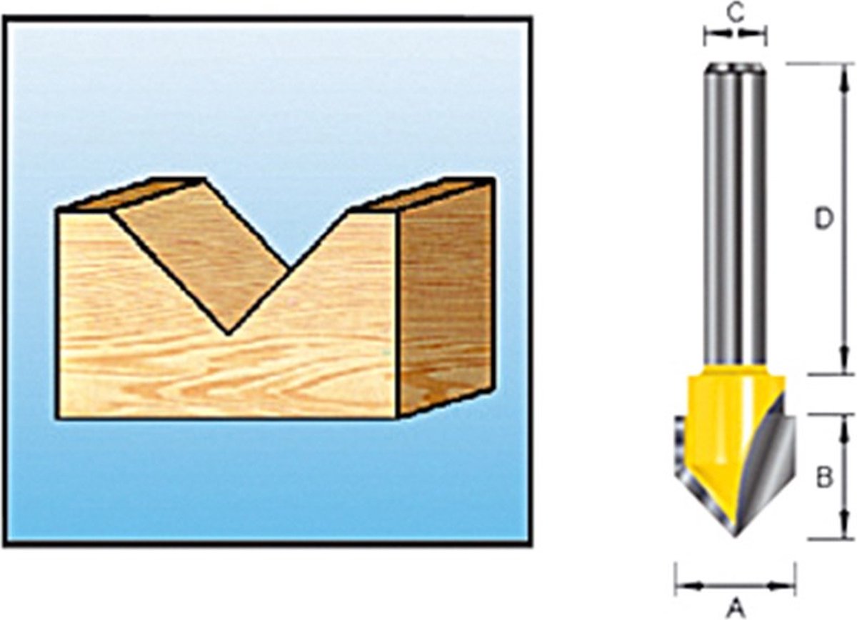 Makita d-10724 freesbit v-groeffrees 90° s 8mm 19,05x15,88mm