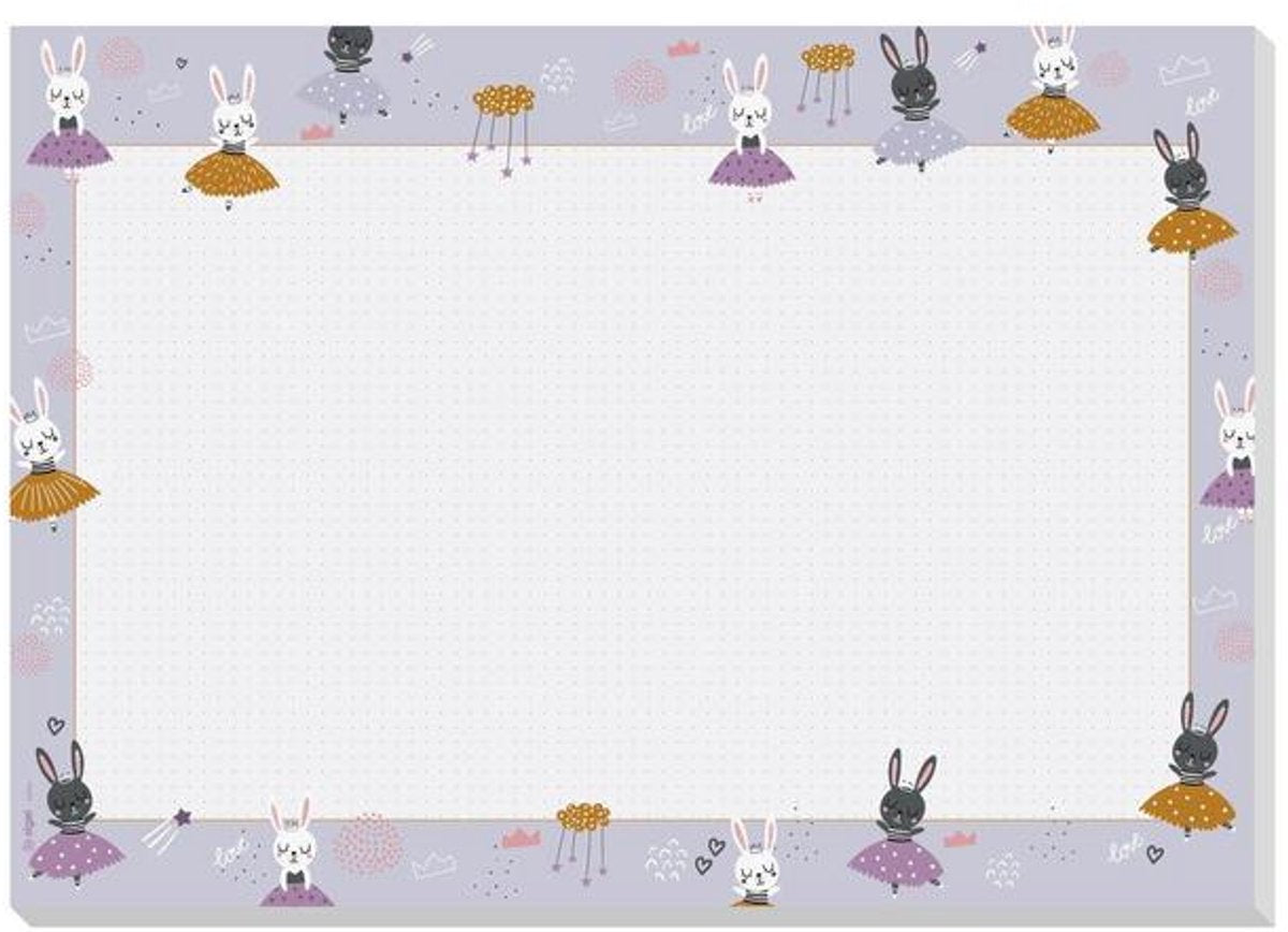 Merkloos sans marque sigel bureauonderlegger - bunny ballerinas - formaat a3 - 30 vel afscheurbaar - si-ho920