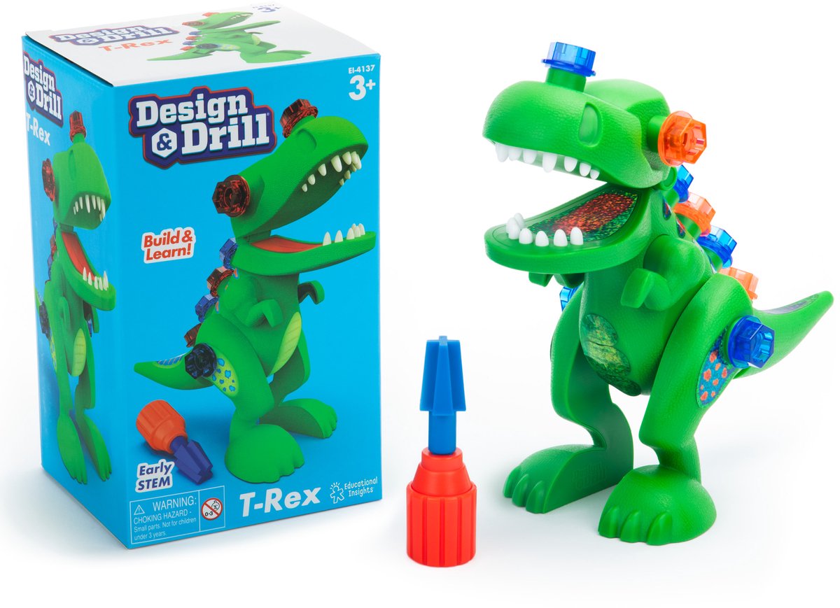Design delle risorse didattiche drill® t-rex - dinosauro decorato con trapano - voce - 3+