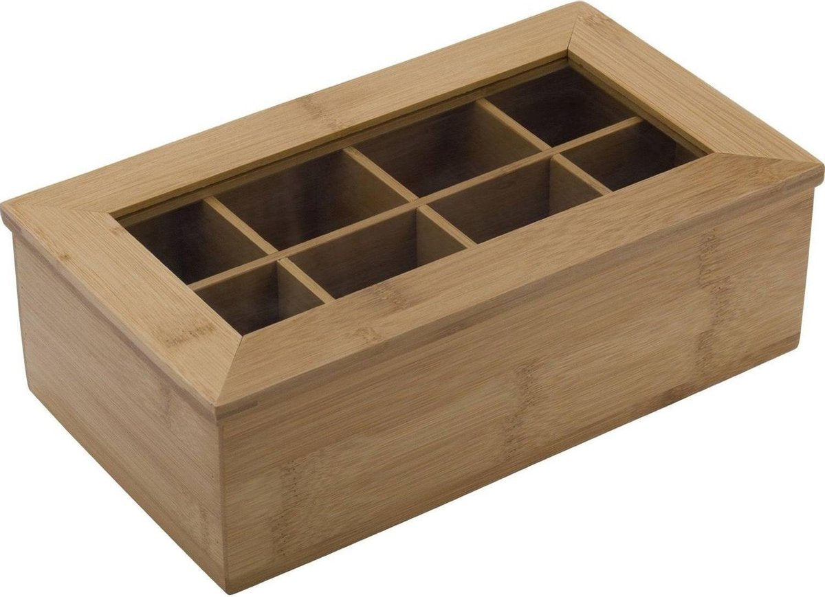 Caja de té Westmark neutral - 8 compartimentos - 32,5 x 20,5 cm - madera