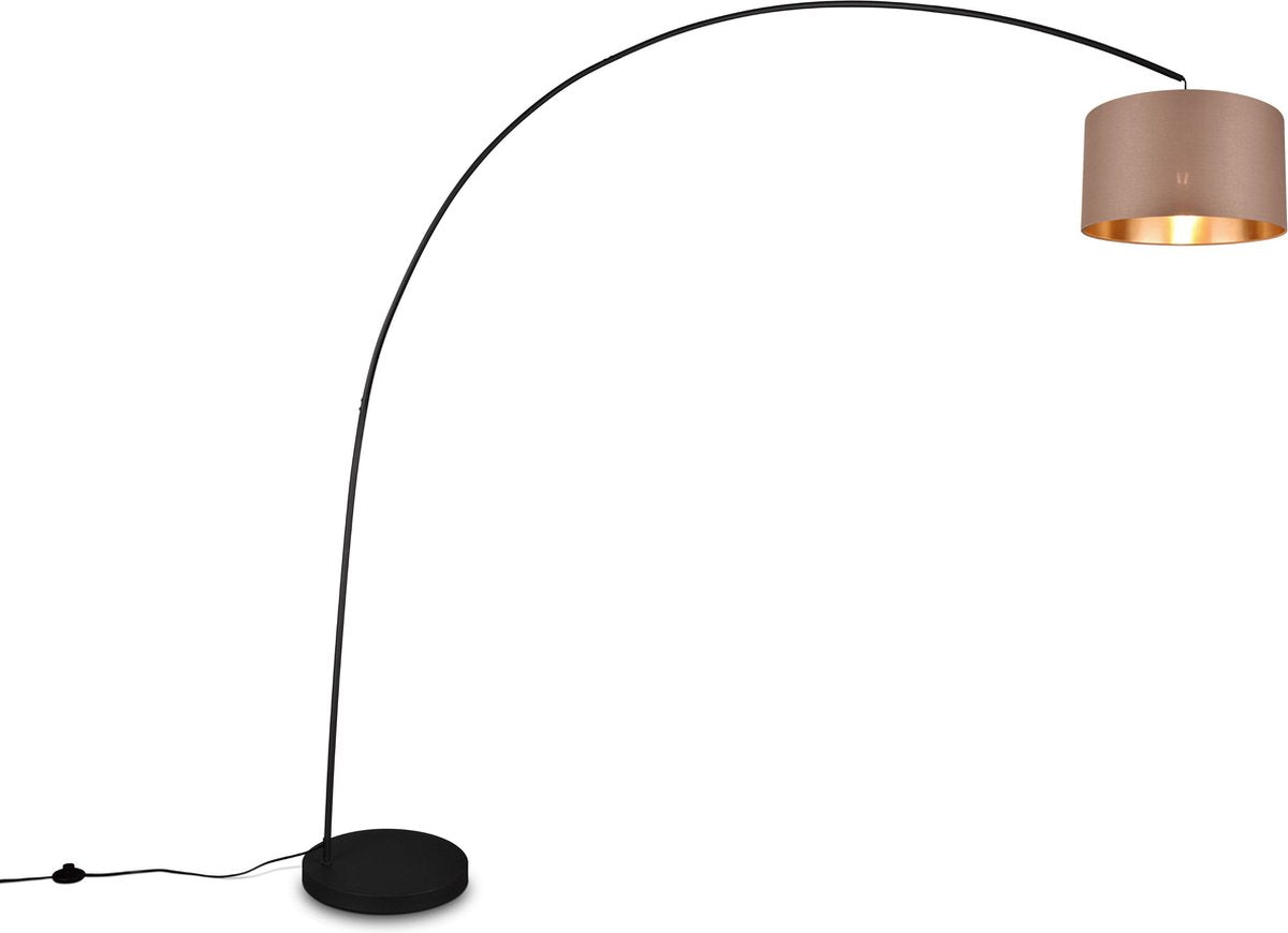 Trio mansur floor lamp - arc lamp - black + taupe shade - h210cm