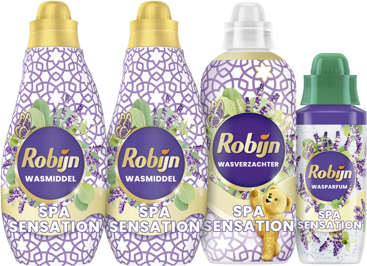 Robijn Perfect Match - sensazione spa - 4 pezzi - 2x detersivo + 1 ammorbidente + 1 profumo di lavaggio - confezione risparmio