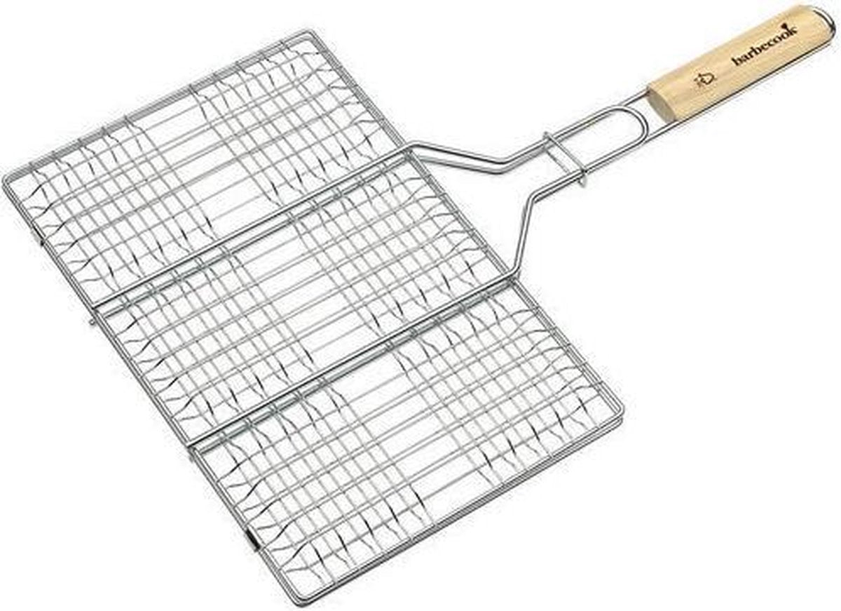 Barbecook - griglia a pinza per barbecue - griglia per hamburger - adatta per 6 hamburger - 52,5x35x3 cm
