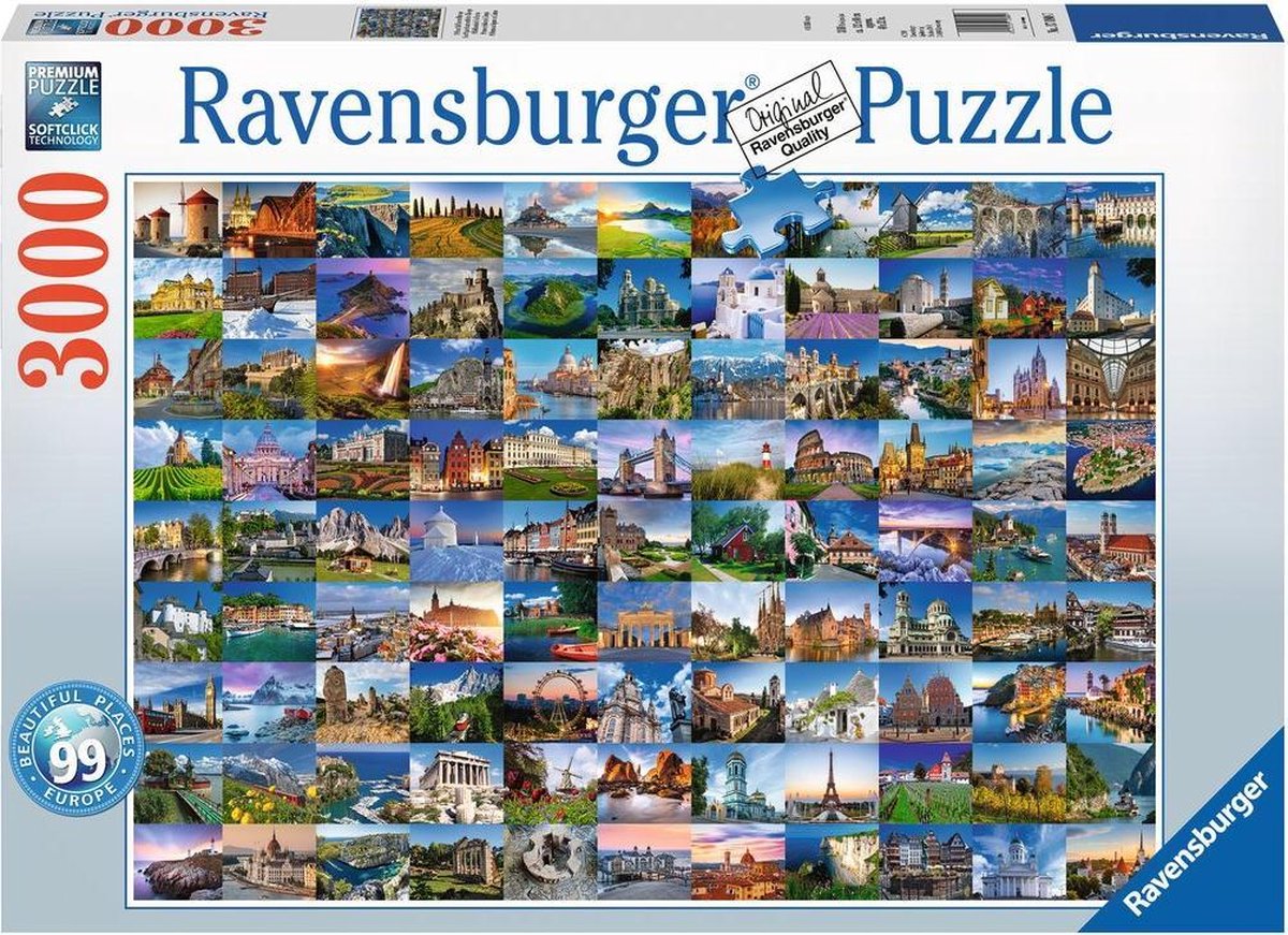 Puzzle Ravensburger 99 bellissimi posti in Europa - Puzzle - 3000 pezzi