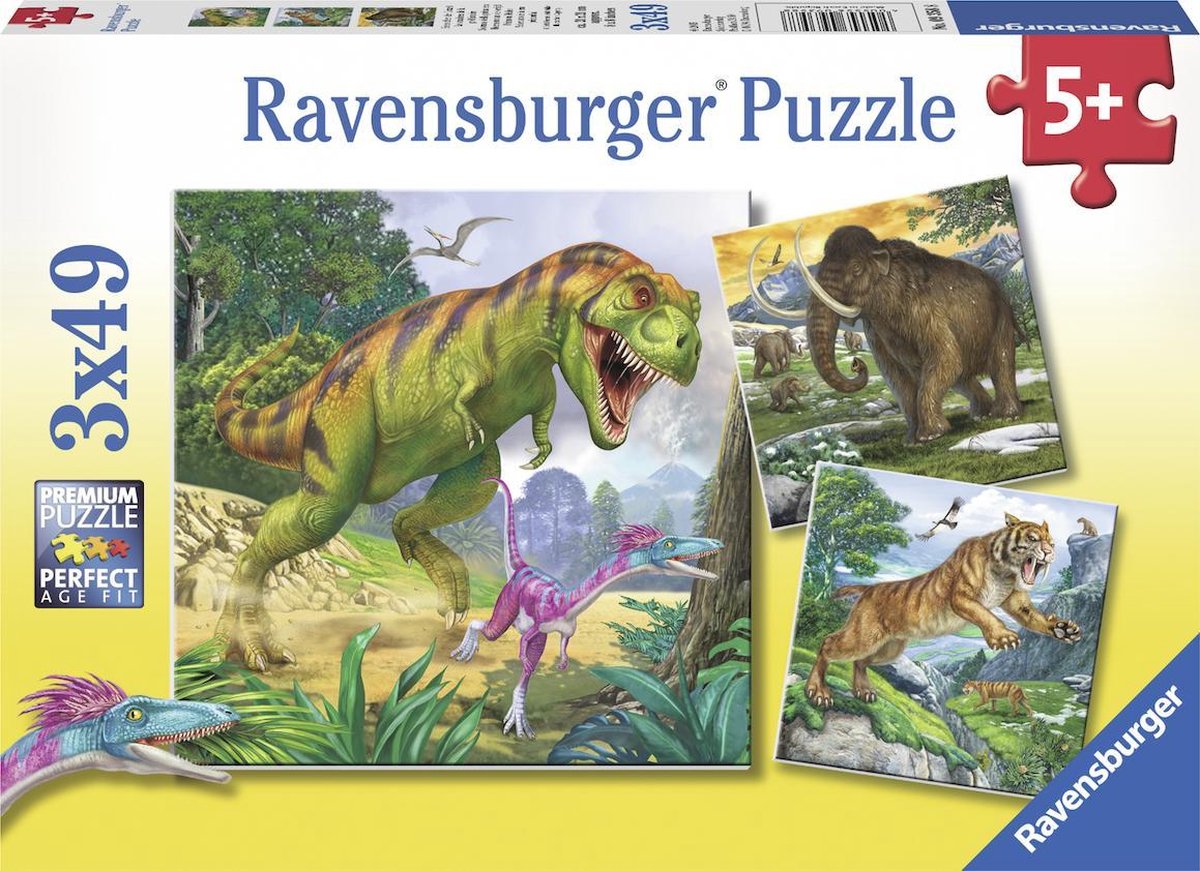 Sovrani Ravensburger della preistoria - tre puzzle da 49 pezzi