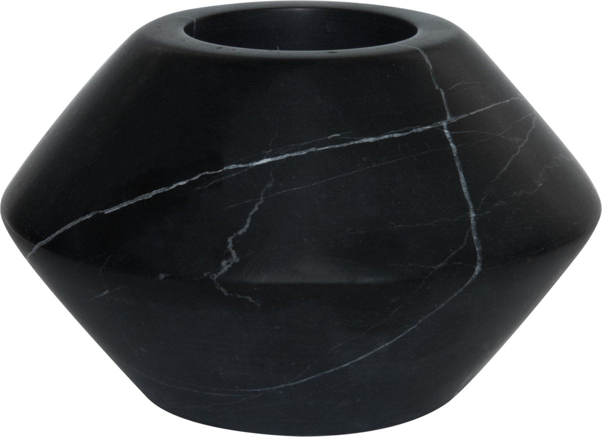 Tealight design ramo maysa 3 - marmo - 12 x 7 cm - nero