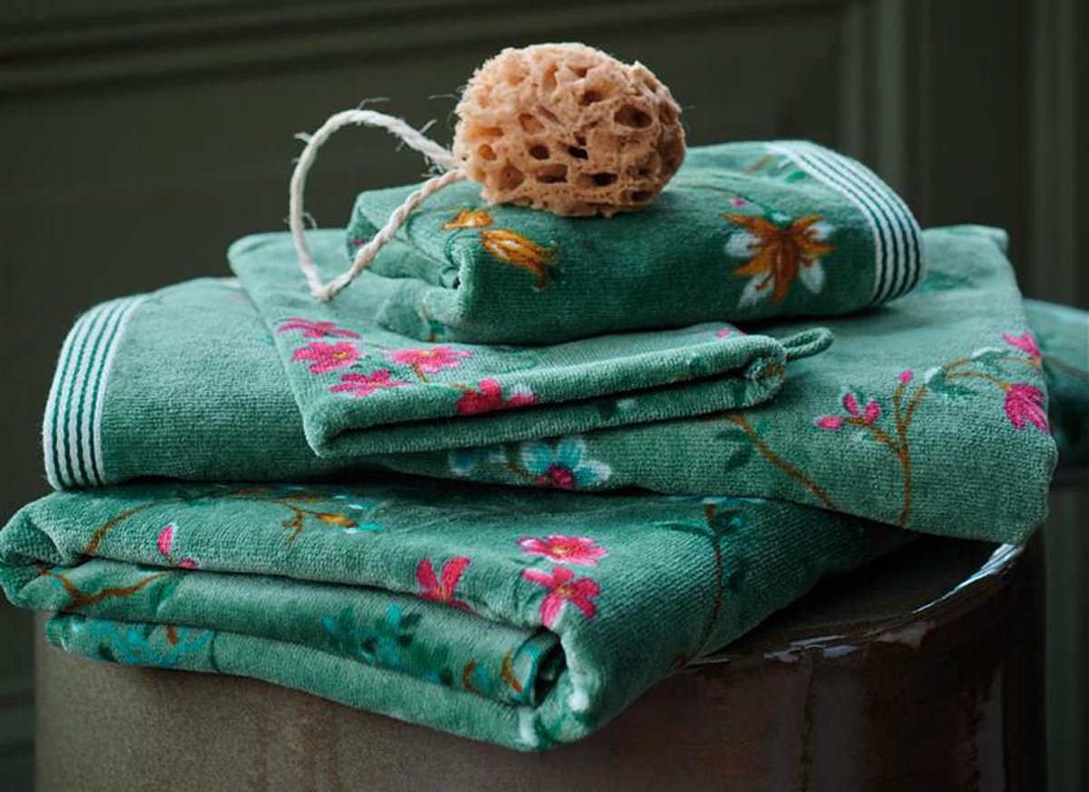 Pip studio ropa de baño les fleurs verde - toalla 55x100 cm