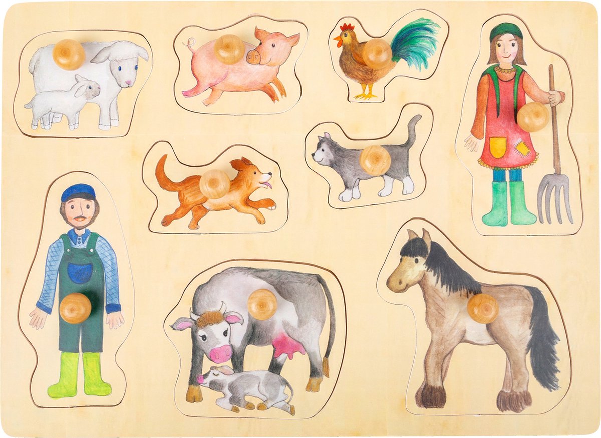 Puzzle con forma de pie pequeño granja madera junior 9 piezas