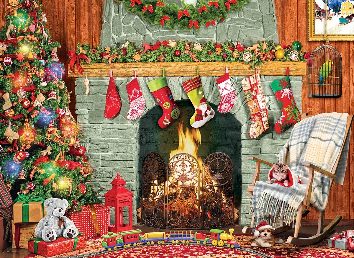 Eurographics - Natale accanto al caminetto - Paul Normand - 500 pezzi 68×48 cm (l×a) - puzzle