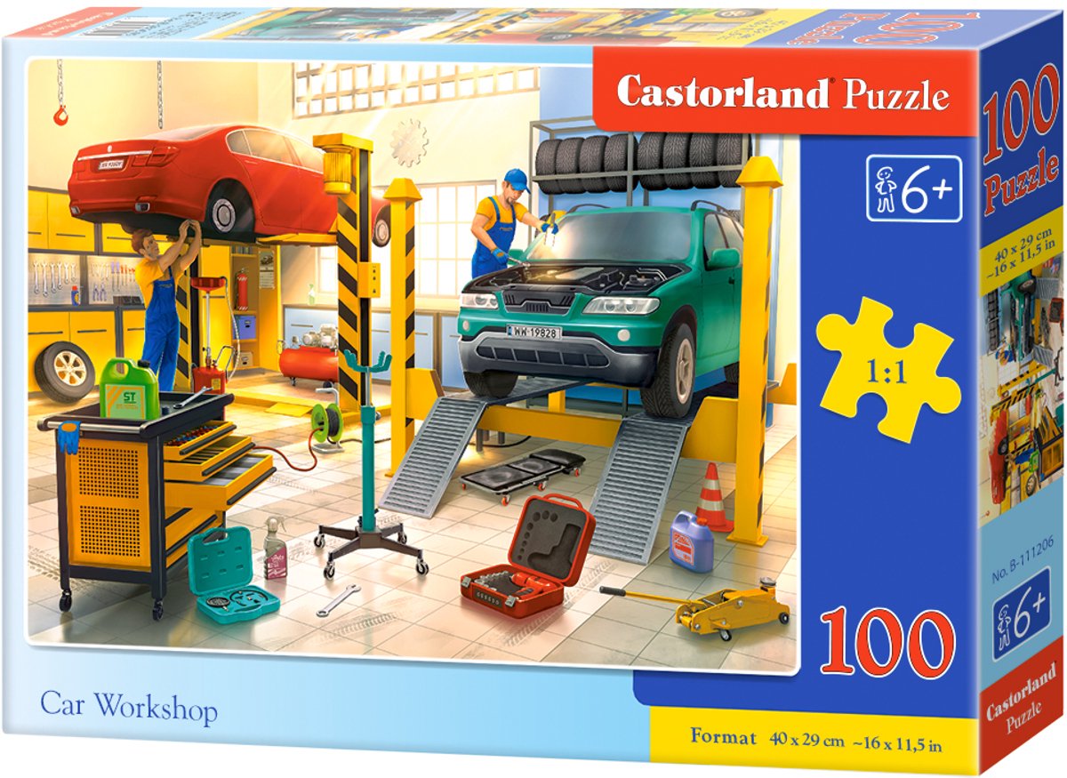 Castorland car workshop – puzzel – 100 stukjes – auto’s – premium kwaliteit
