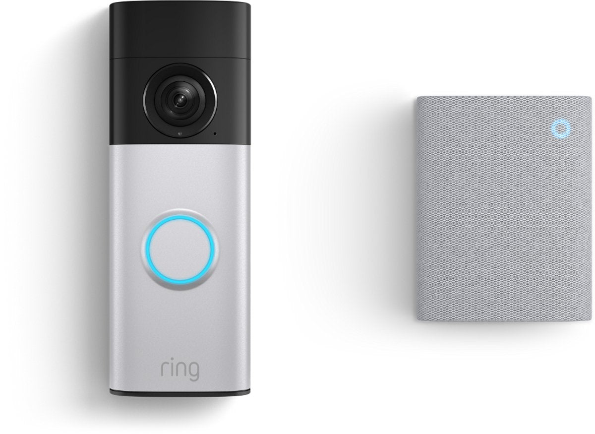 Ring videodeurbel plus op batterij (nieuwste generatie) - met chime - nickel silver