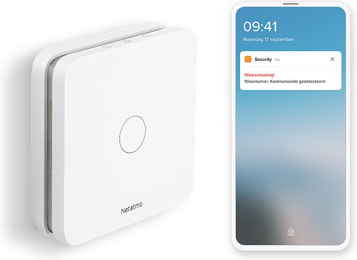 Netatmo slimme koolstofmonoxidemelder - co melder - co meter - 10 jaar batterij - werkt met apple homekit - met app