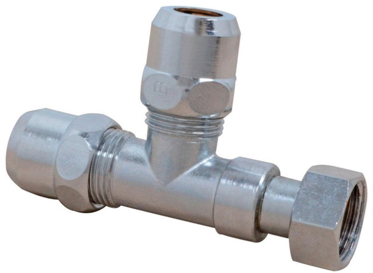 Conector en T de compresión Kirchhoff ms - cromado - 3 8 bi x 10 mmq x 10 mmq