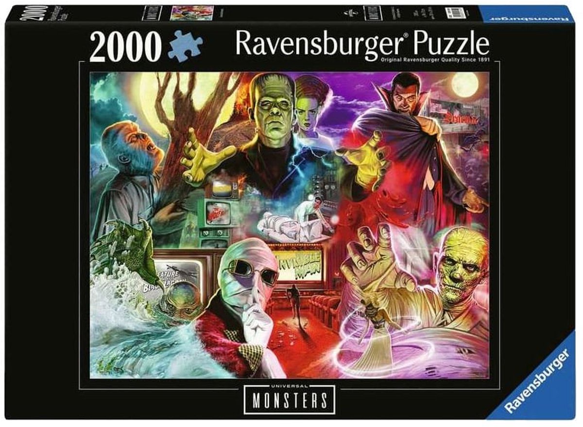 Ravensburger rompecabezas universal monstruos 2000 piezas rompecabezas de película.