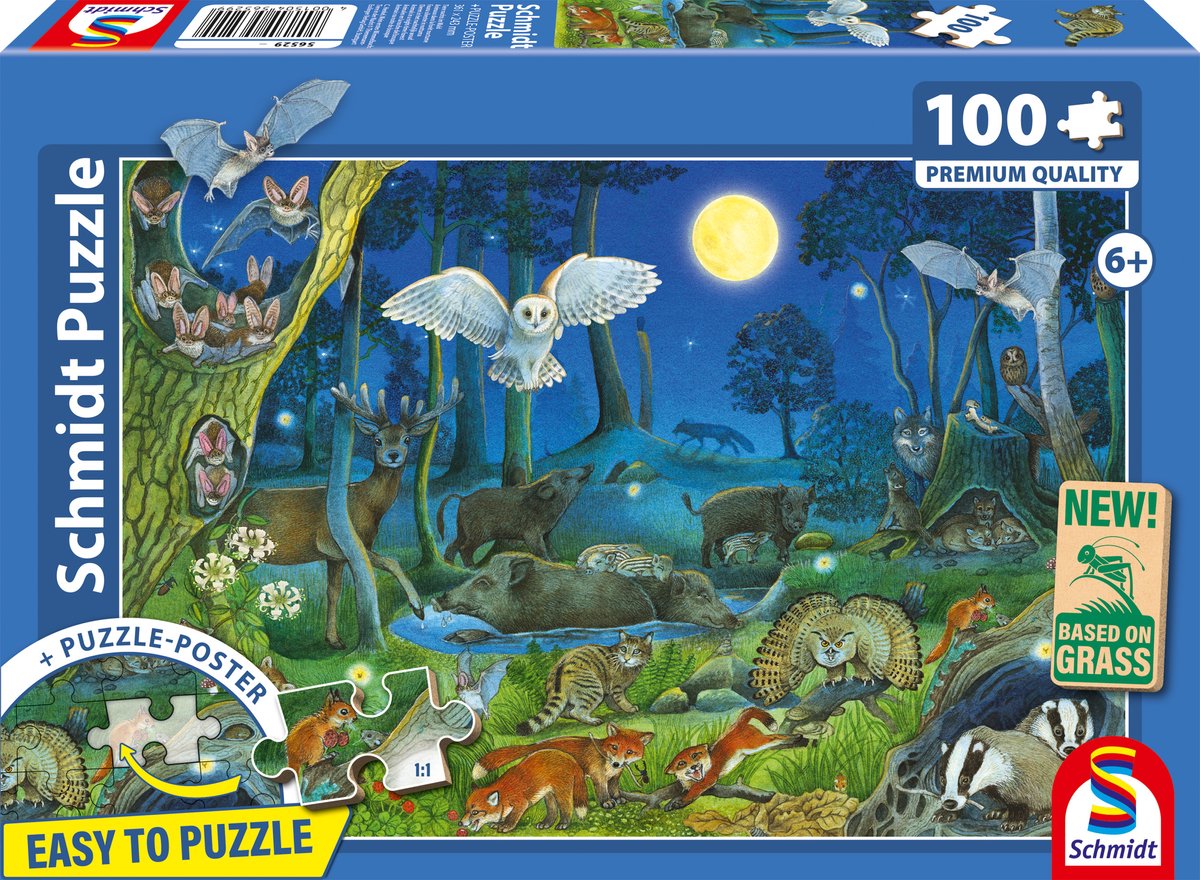 Schmidt - rompecabezas - animales en el bosque nocturno - 100 piezas - niños - a partir de 6 años