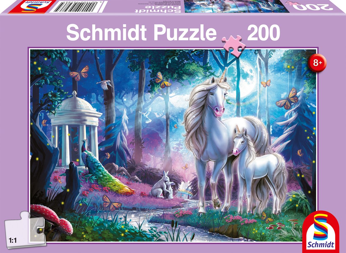 Schmidt - puzzle - cavalla unicorno con puledro - 200 pezzi - bambini - da 8 anni