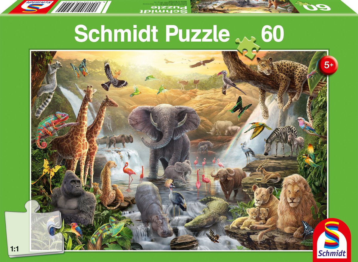 Schmidt - Puzzle - Animali in Africa - 60 pezzi - Bambini - dai 5 anni