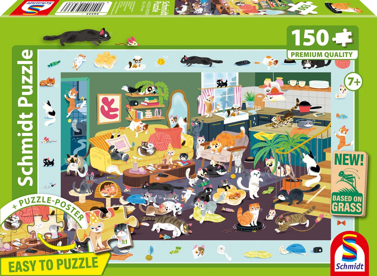 Schmidt - legpuzzel - grappige katten chaos - 150 stukjes - kinderen - vanaf 7 jaar
