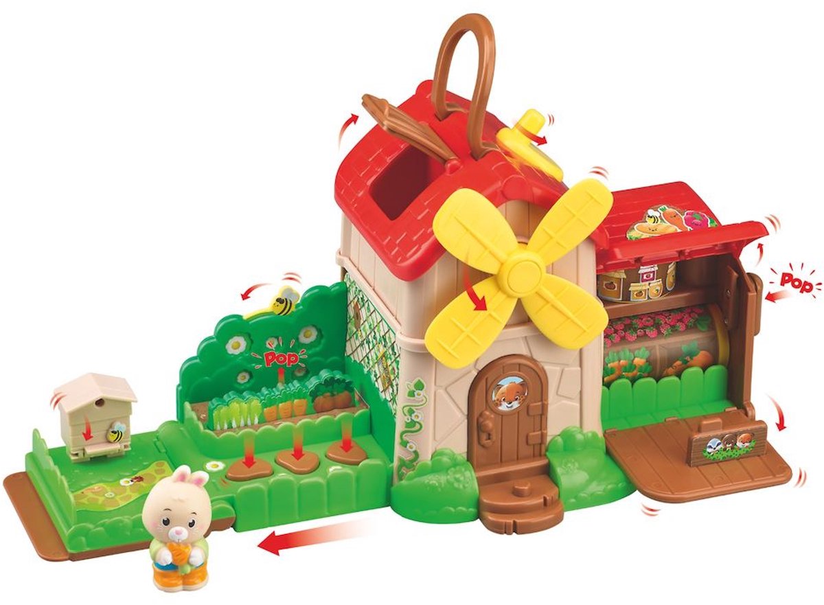 Klorofil play set il mulino da giardino - con mulino, giardino e negozio - incluso il coniglio Sam - da 18 mesi