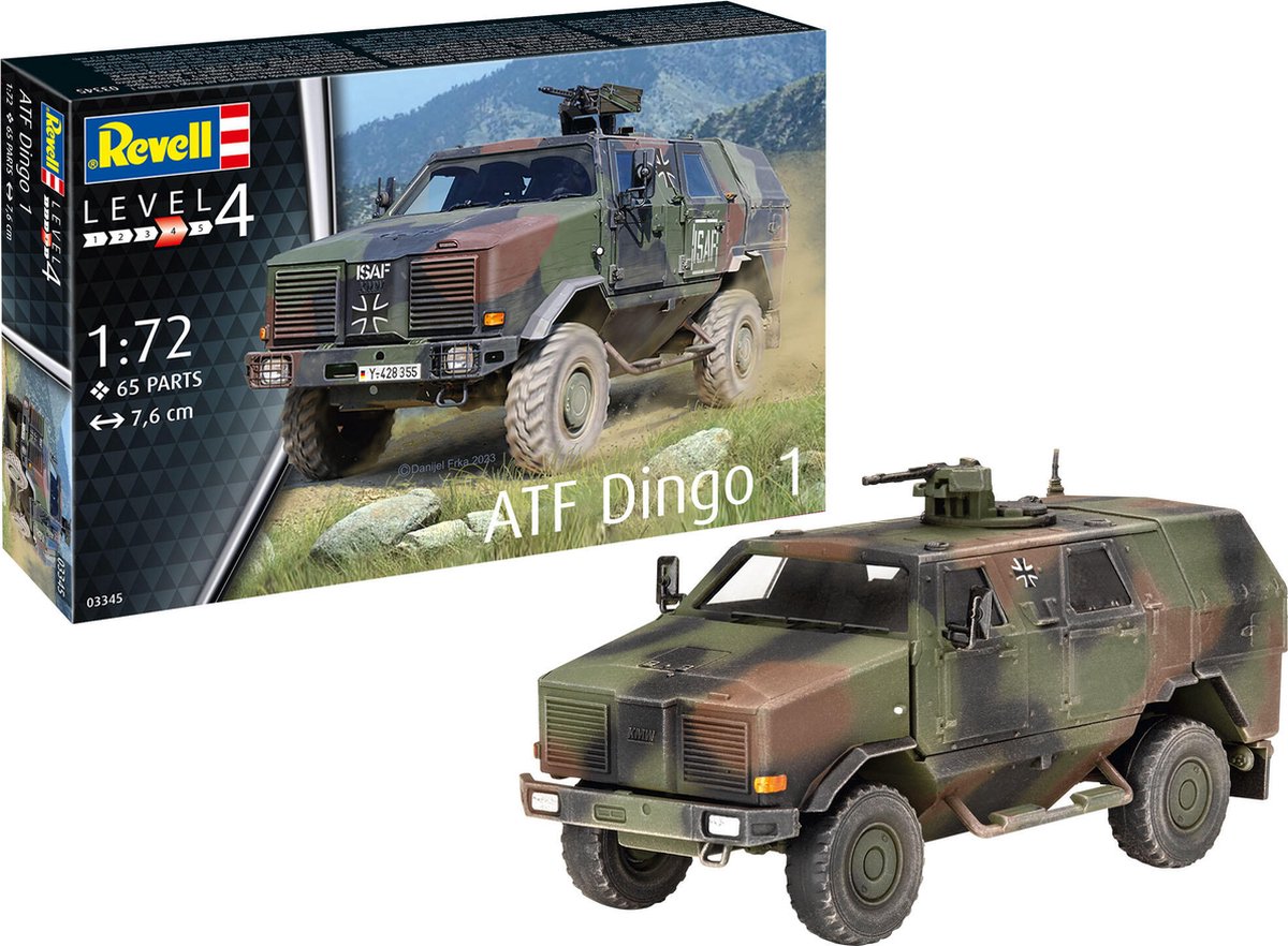 Revell kit de construcción de modelos de vehículos militares - 03345 atf dingo 1 vehículo militar de plástico - 1:72 - fabricación de modelos