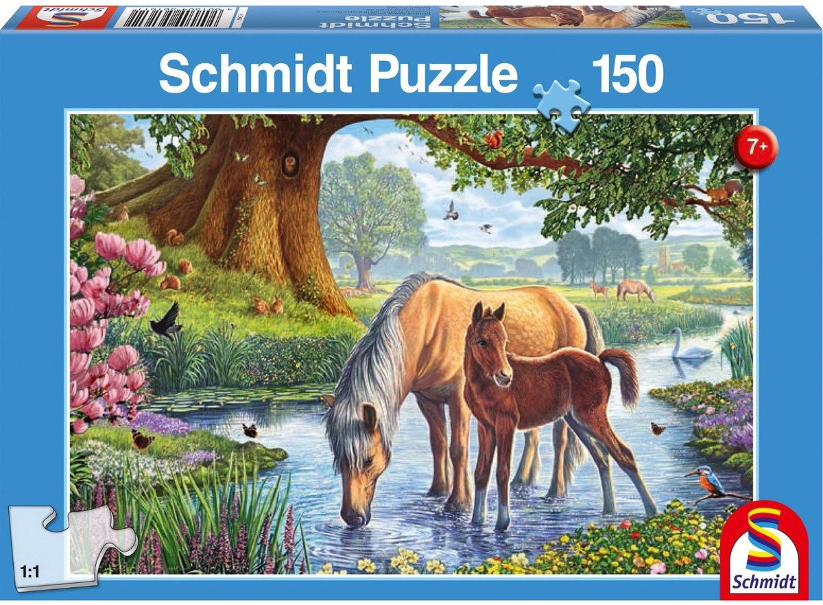 Schmidt spiele - puzzel - 150 stukjes - paarden bij de beek (konie nad potokiem) - premium kwaliteit