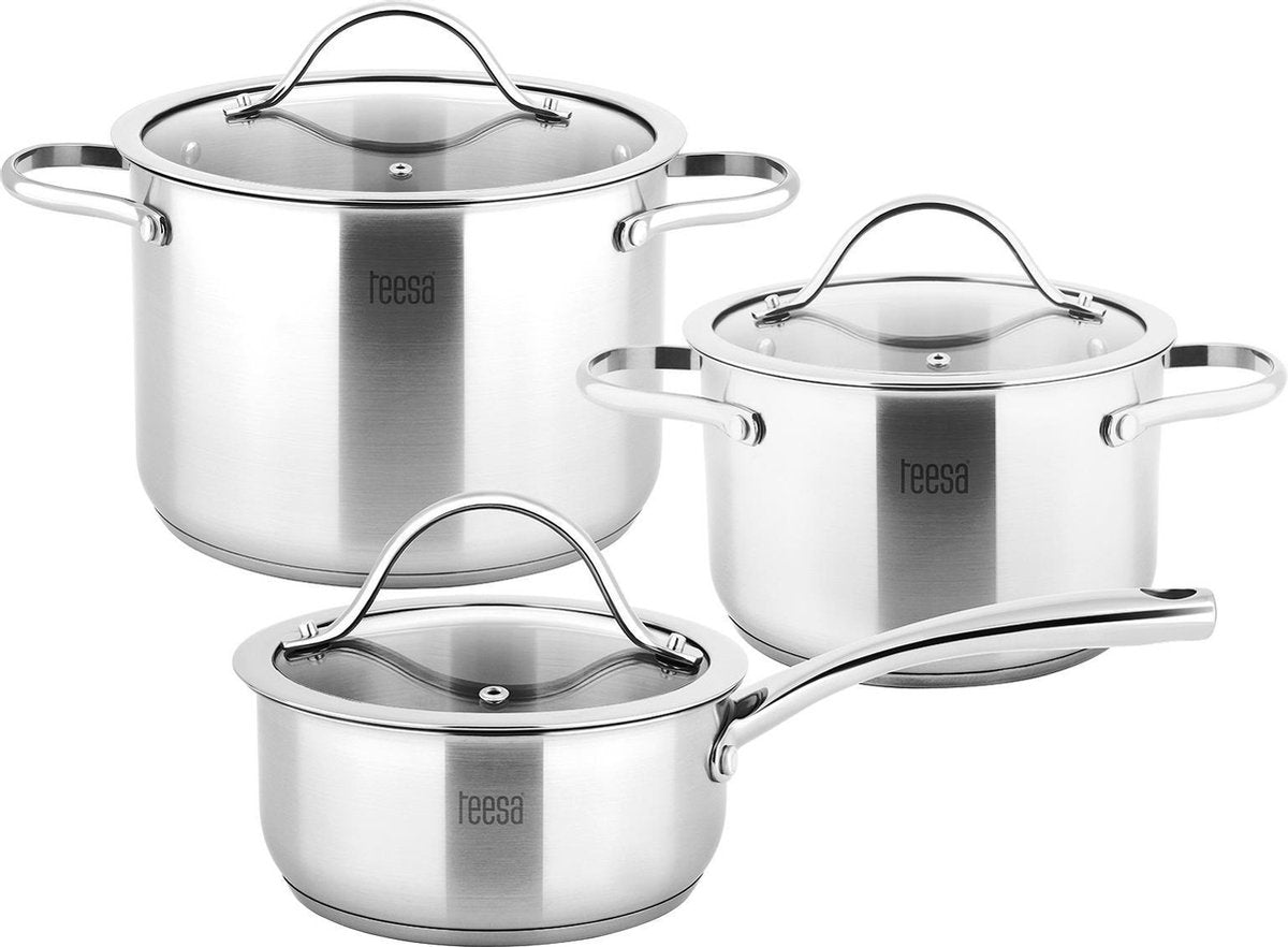 Teesa tsa0141 - set di padelle in acciaio inossidabile in tre pezzi Cook Expert Prime
