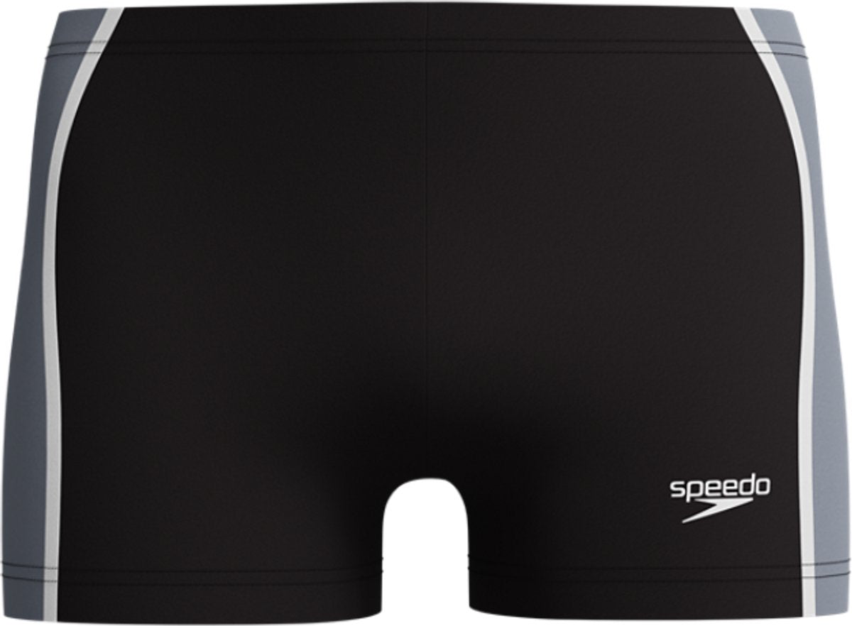 Speedo solid splice aquashort heren - strakke zwemshort heren - chloorbestendige zwemboxer heren - sportzwembroek heren met trekkoord - zwart grijs - s
