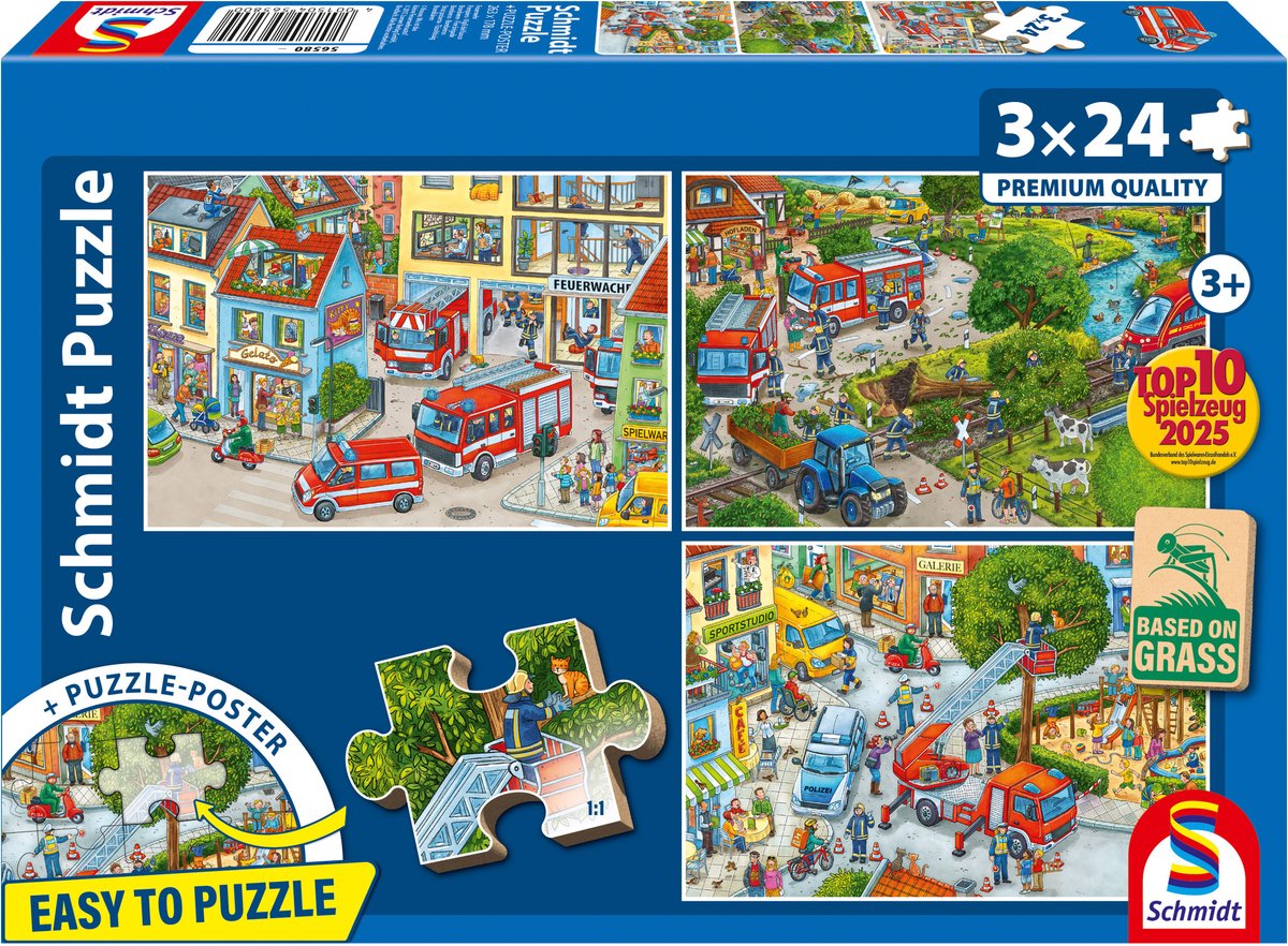 Puzzle Schmidt dei vigili del fuoco 3x24 pezzi di cartone resistente.