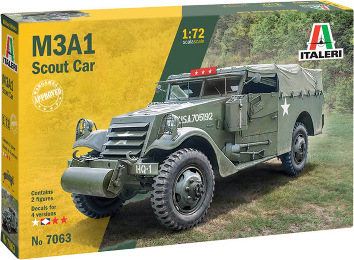 Kit de construcción de maquetas Italeri vehículos militares - 7063 m3a1 coche explorador de plástico - 1:72 - fabricación de modelos
