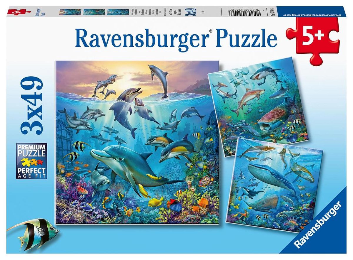 Puzzle Ravensburger Animali nell'oceano - 3x49 pezzi - Puzzle per bambini