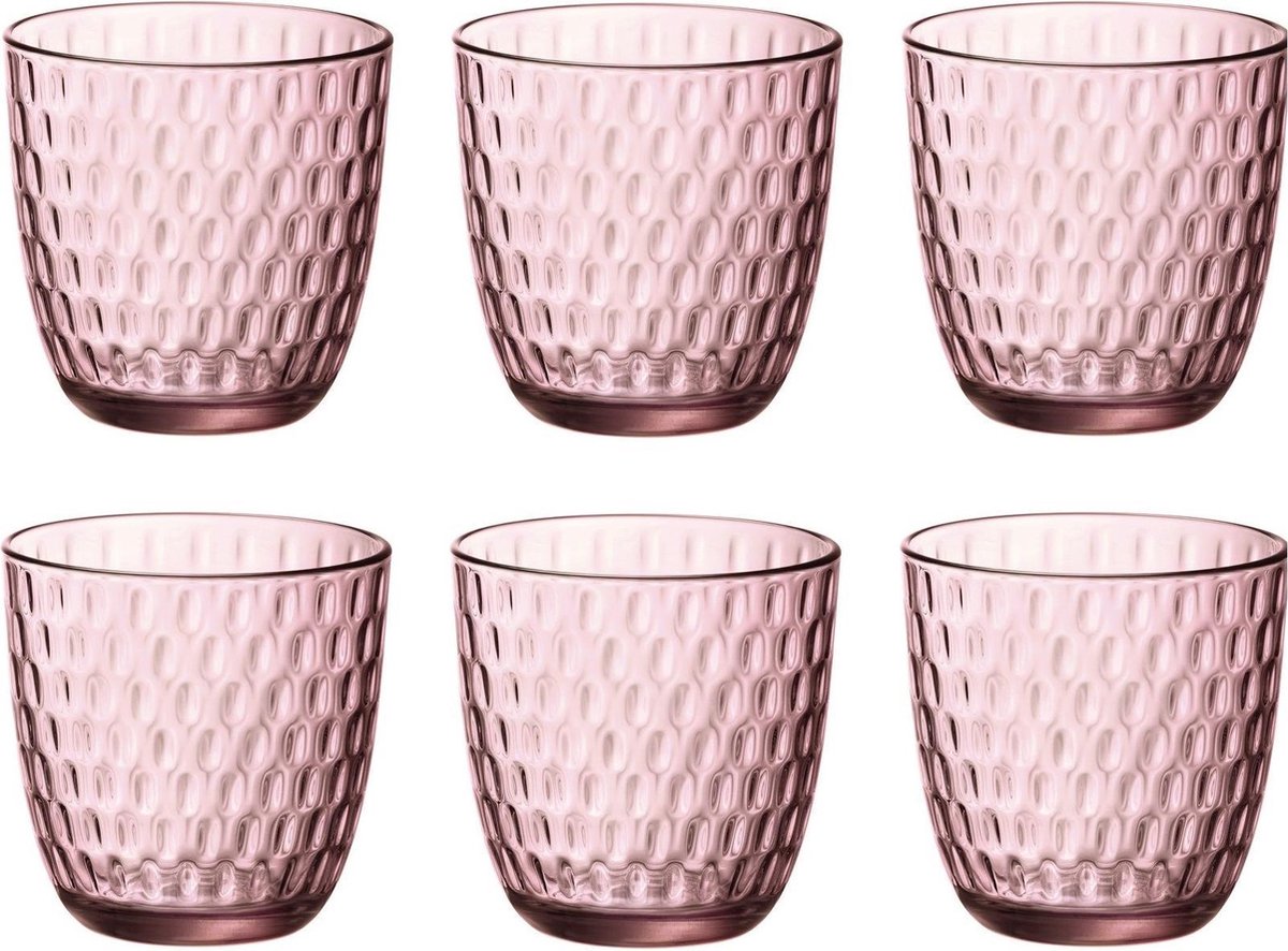 Vaso de agua Bormioli Rocco Lock - 29 cl - rosa - juego de 6