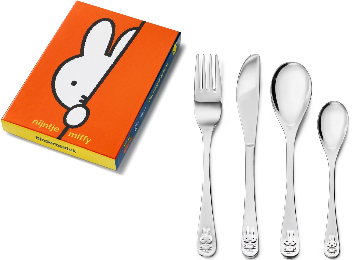 Zilverstad - posate per bambini 4 pezzi Miffy acciaio inossidabile 18 10