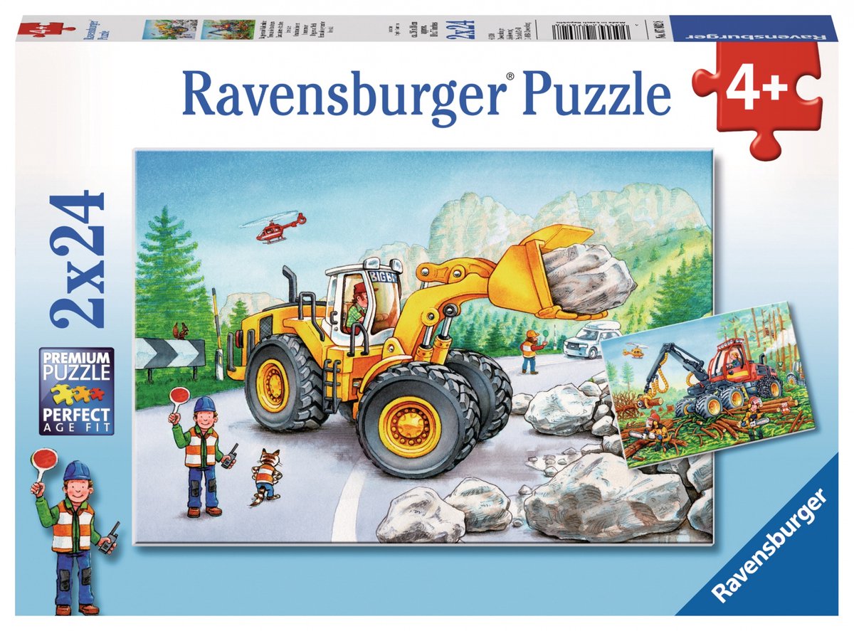 Ravensburger 2 puzzle - bagger e trattore forestale - 24 pezzi.
