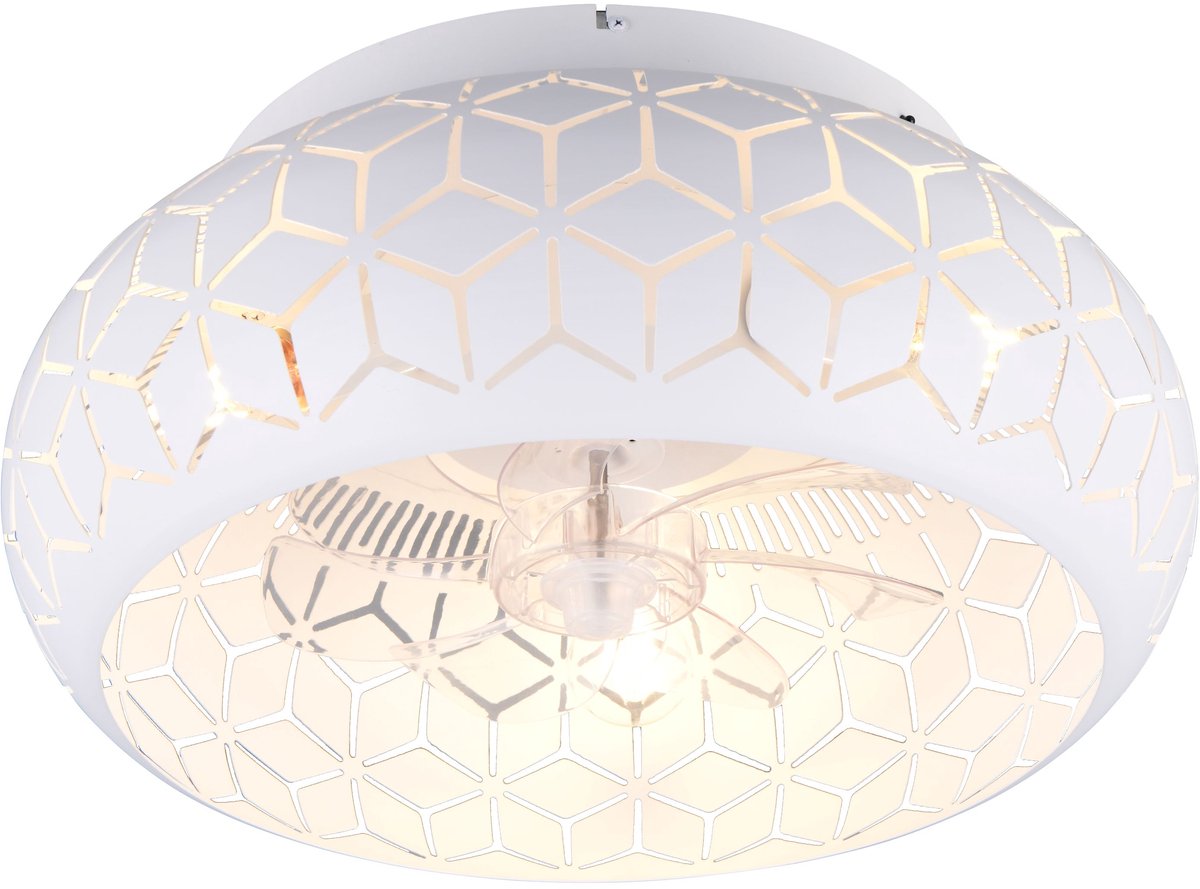 Rl live your light reality bidar - ceiling fan - white matt - excl. 3x E27 4 W - light can be switched separately - remote control - ceiling mounting - 3 speed settings - timer - summer and winter mode