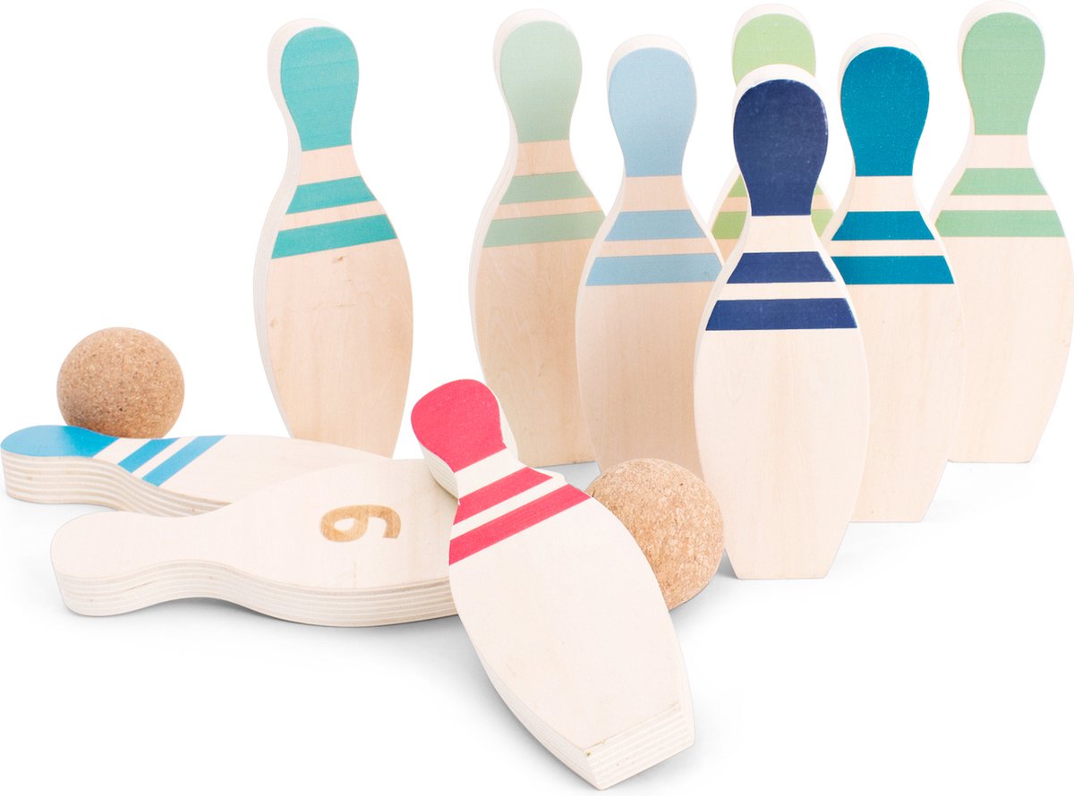 BS Toys Set de bolos de madera, 12dlg.