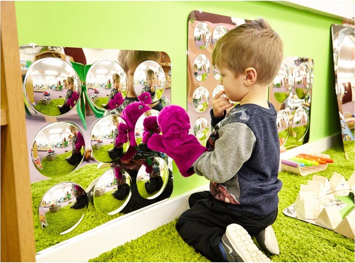 Tickit grande pannello a specchio acrilico con 9 cupole - gioco educativo di gioco-osservazione per bambini