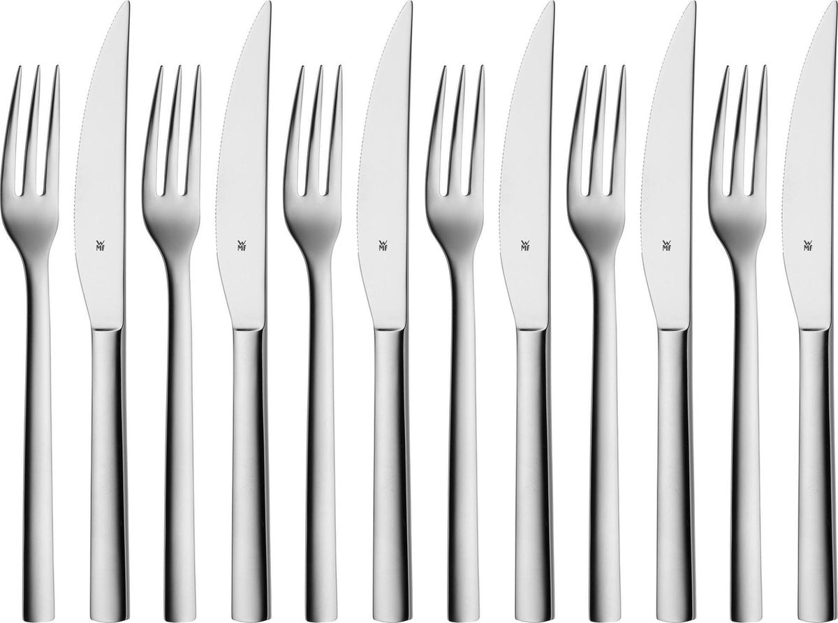 Wmf nuova steakbestek - 12-delig - rvs - voor steaks en gegrild vlees