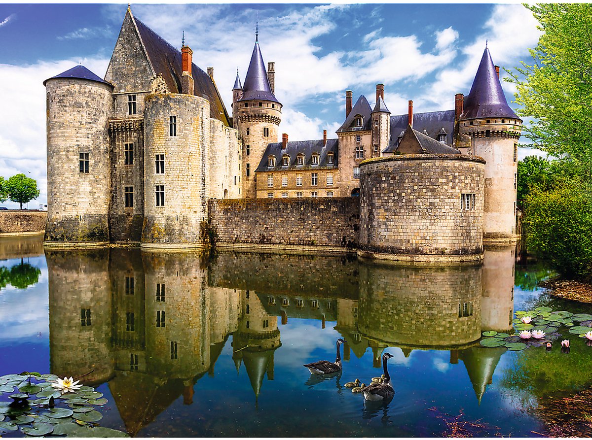Puzzle Trefl Castello di Sully-sur-Loire Francia 3000 pezzi paesaggio.