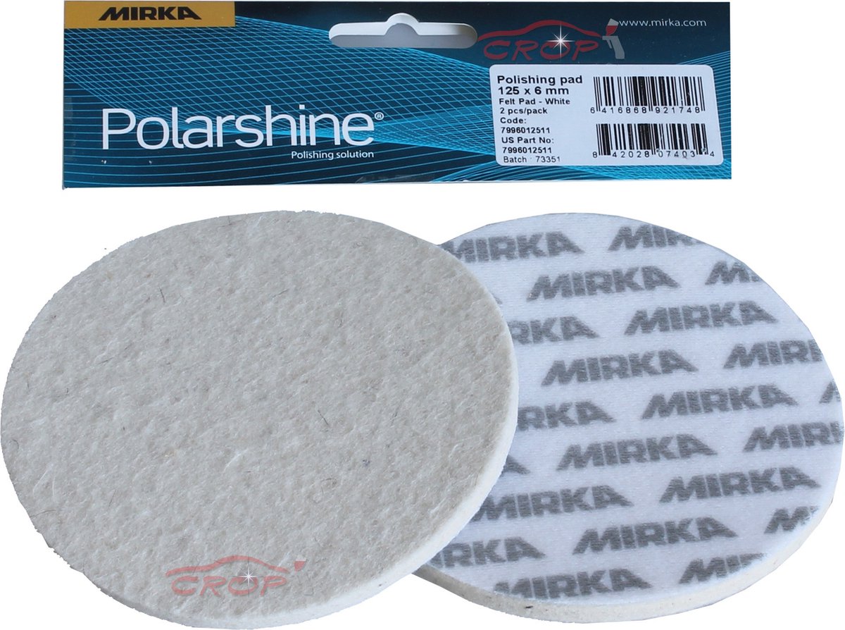 Mirka polijstschijf vilt - glas polijsten - 2 stuks-125mm