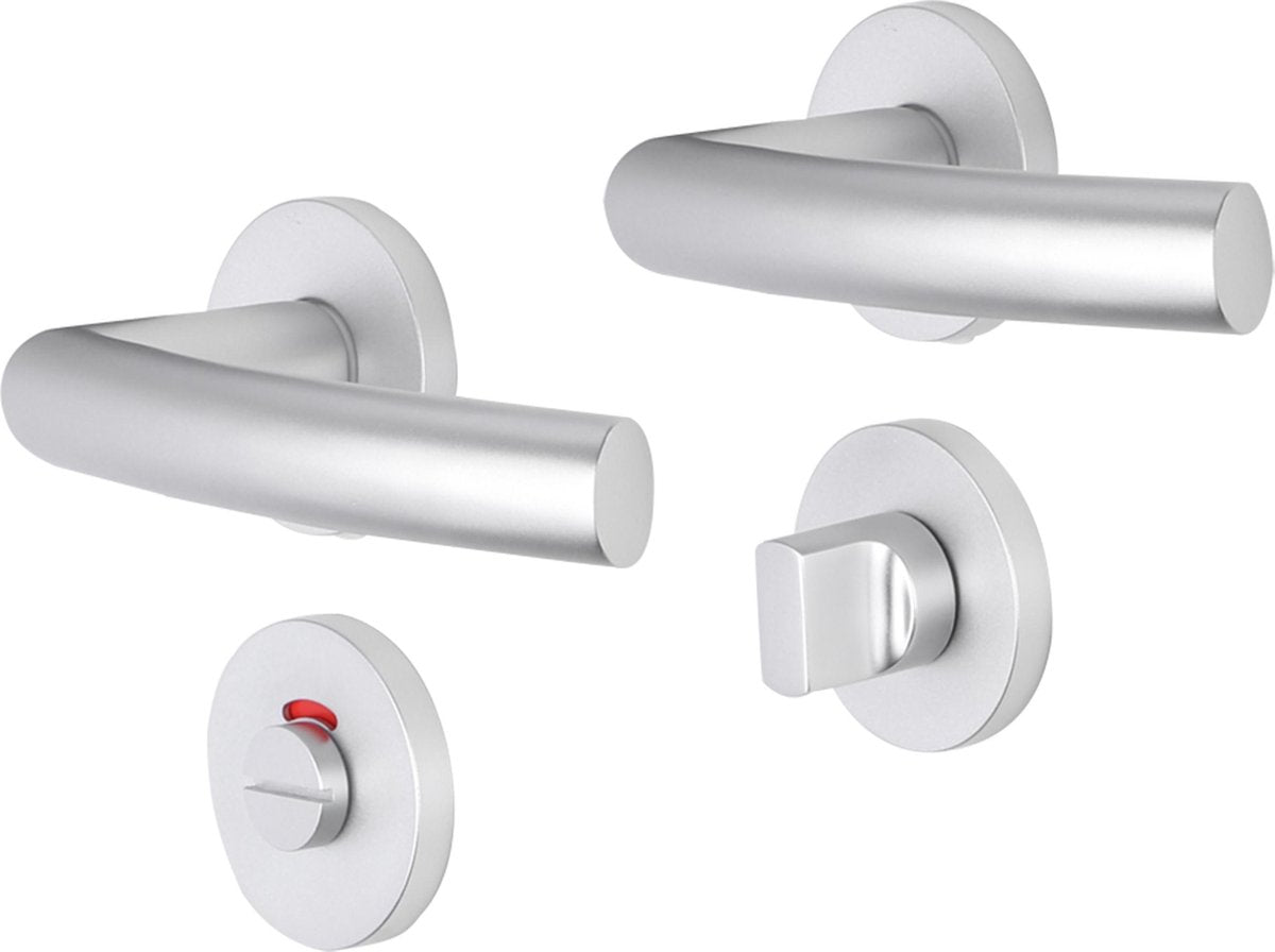 Maniglia per porta Impresso - burton - per interni - rotonda con rosetta per WC rotonda - alluminio - 2 pezzi