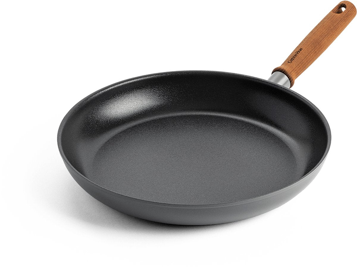 Sartén Greenpan mayflower pro 30cm - gris - mango de madera - sin pfas