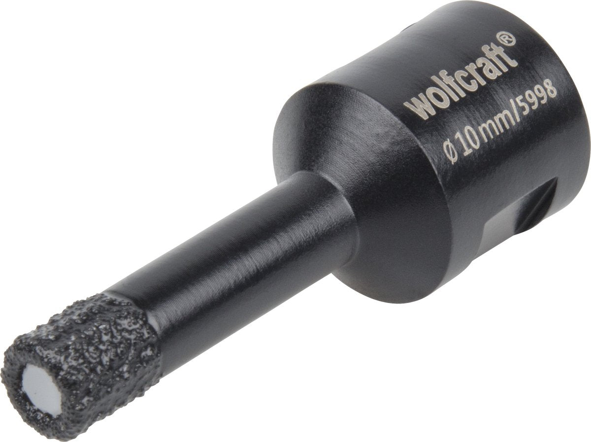 Wolfcraft - broca de diamante de 10 mm para amoladora angular - broca para azulejos de 10 mm - sierra perforadora de diamante - 5998000