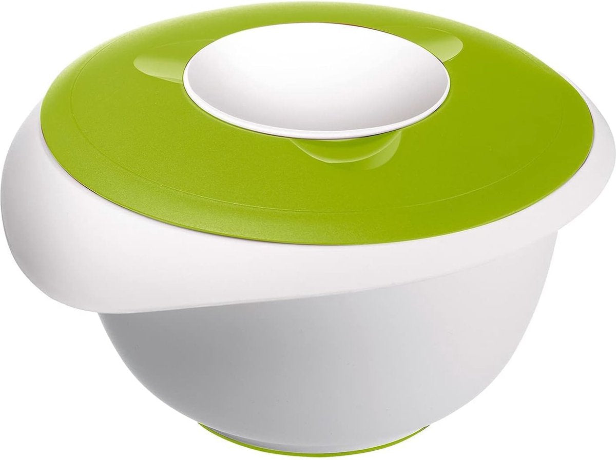 Ciotola Westmark con coperchio in due pezzi, 2,5 l, con beccuccio, plastica, bianco verde mela, 3153227a