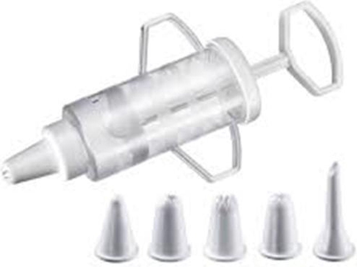 Siringa decorativa Westmark, con 5 ugelli, capacità: 100 ml, plastica, bianco trasparente, 30772270