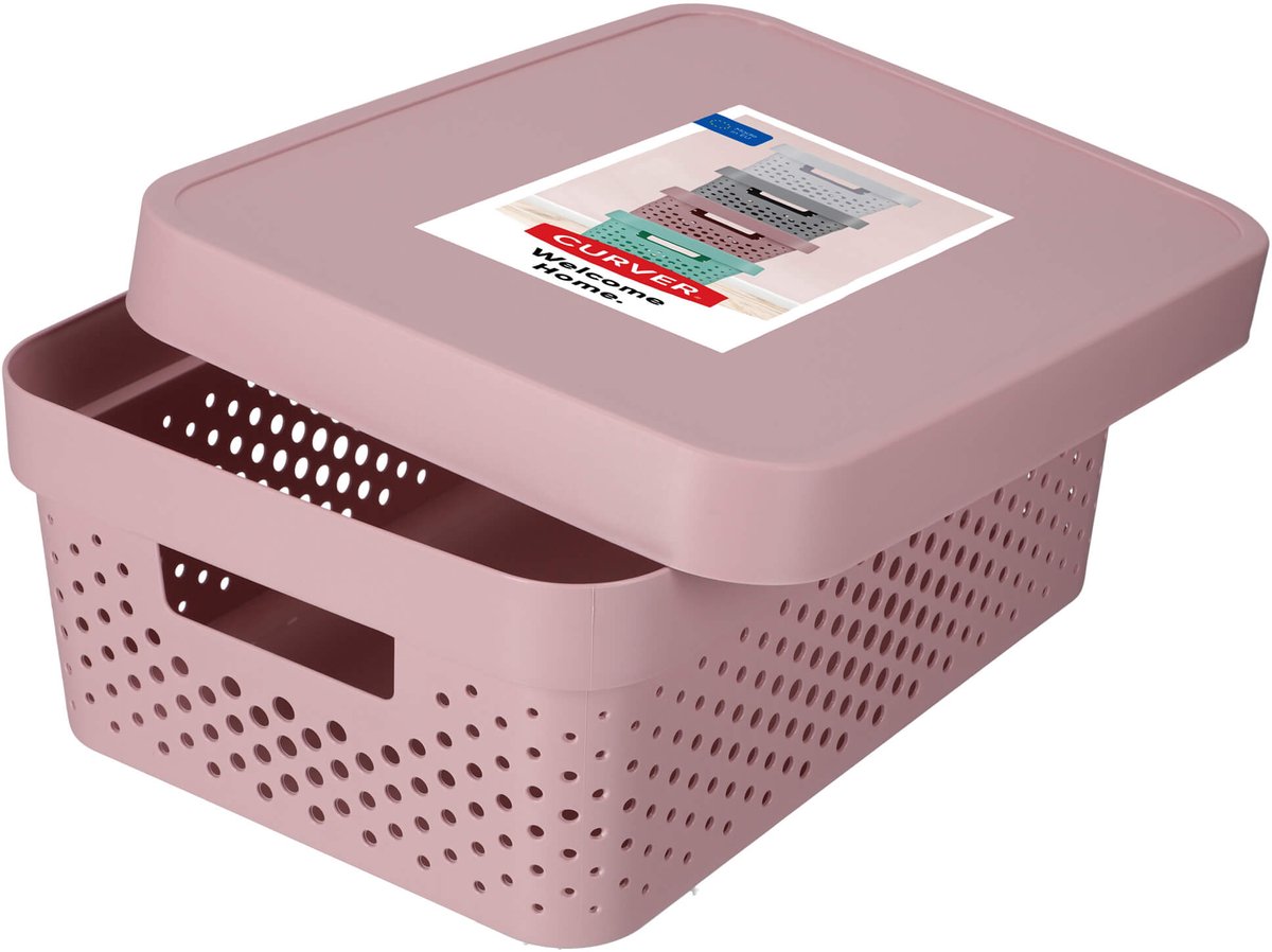 Almacenamiento Curver infinity 11l - recipiente con tapa rosa