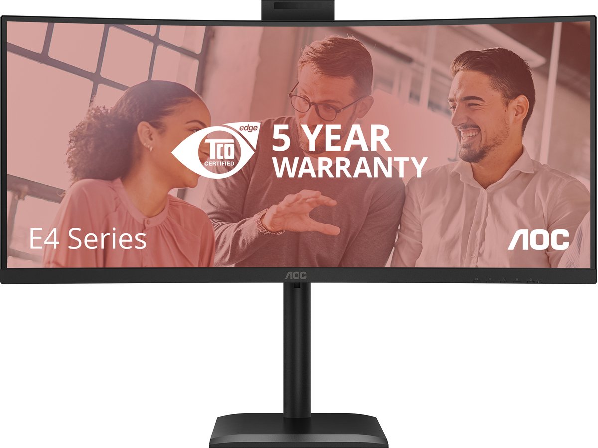 Aoc cu34e4cw - qhd ultrawide monitor - webcam - 5 jaar garantie - 34 inch