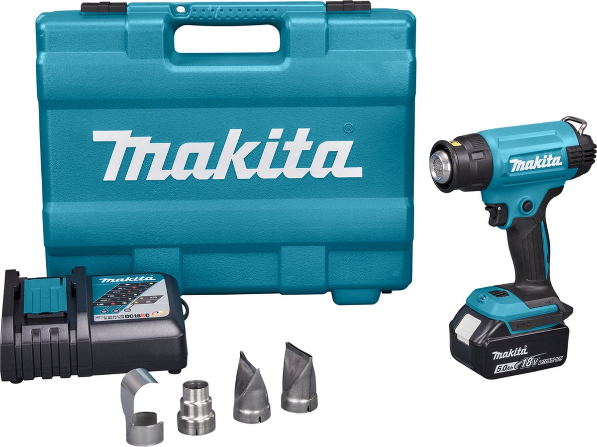 Pistola ad aria calda Makita dhg181rt a batteria 18v 5.0ah in valigetta
