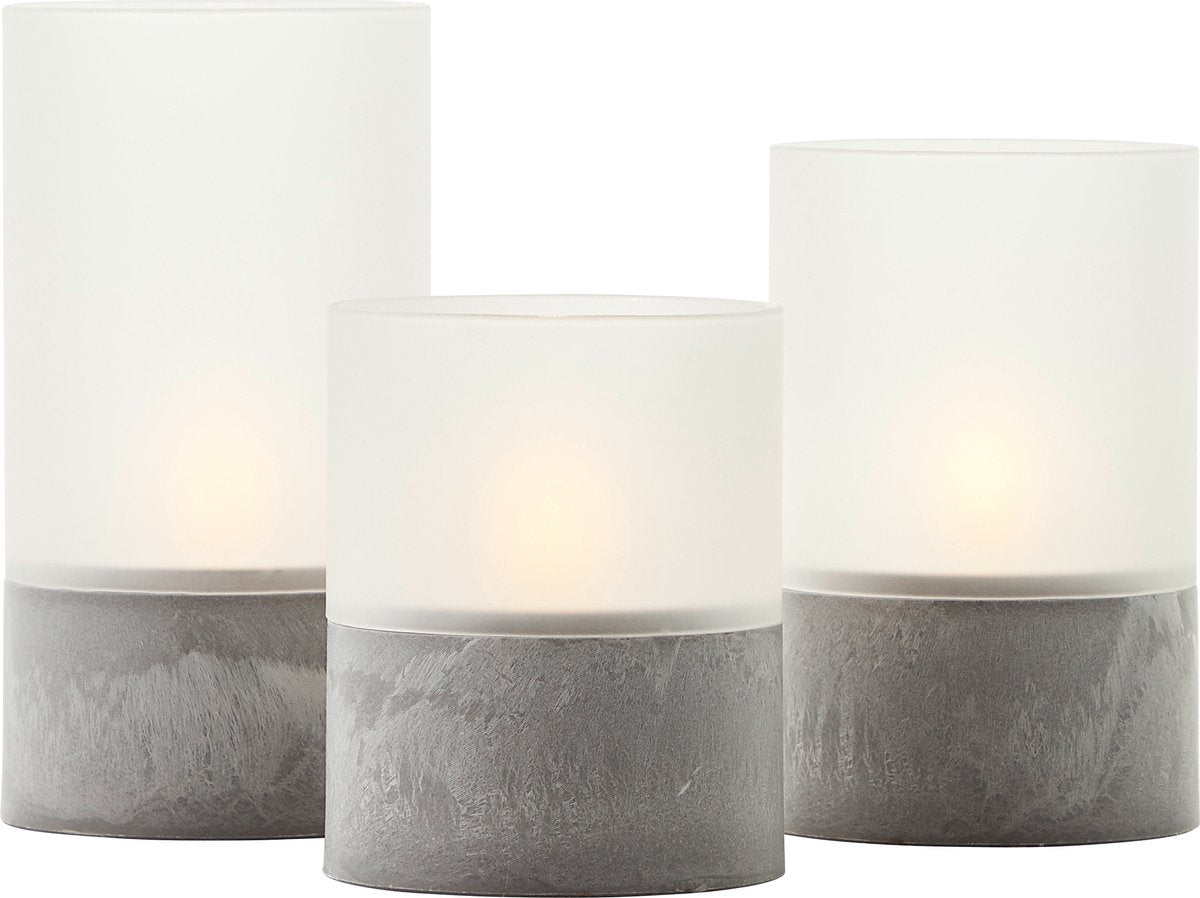 Brilliant bougie batterij - tafellamp - led - flickering candle light set - grijs wit - ip44