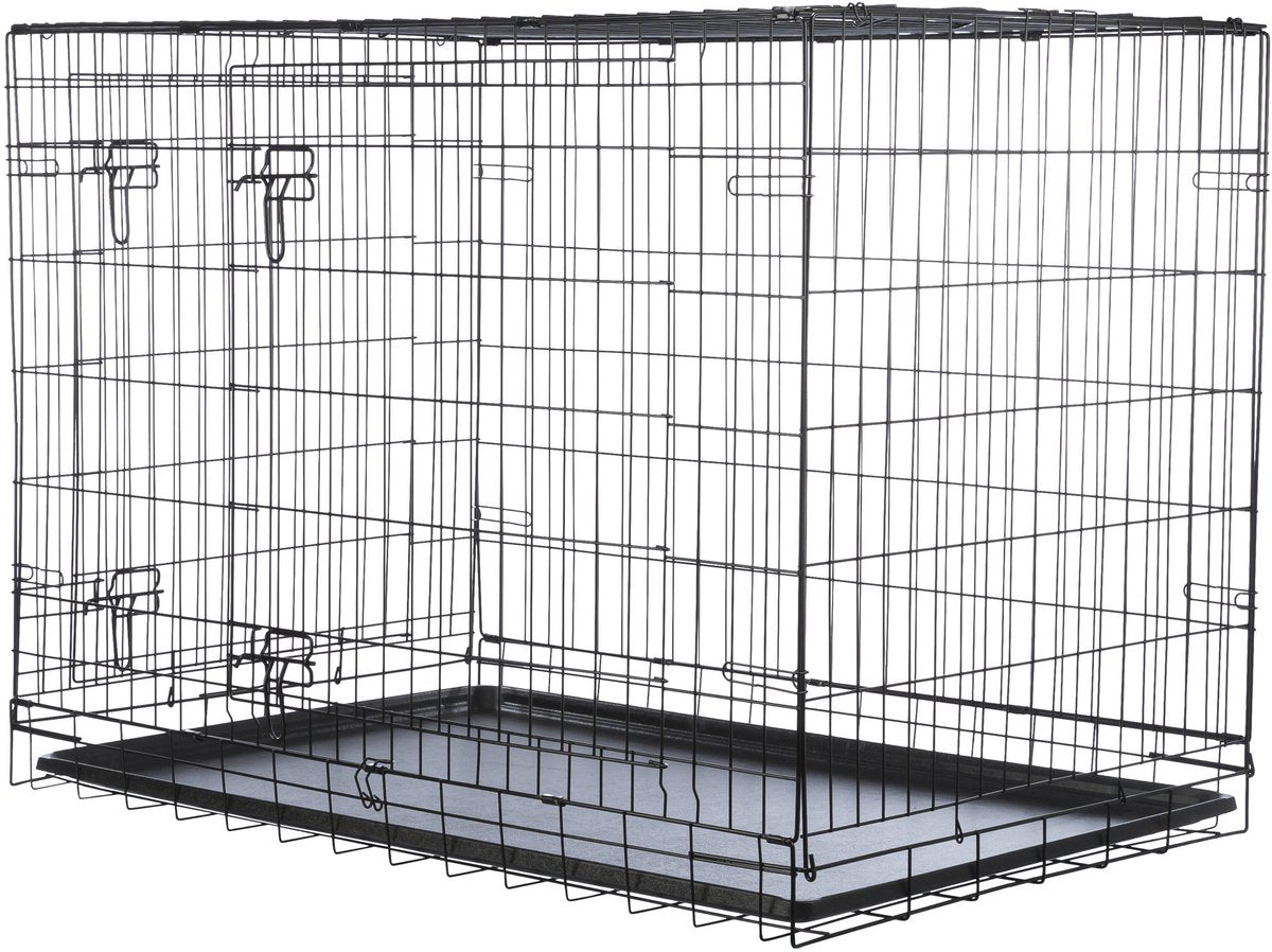 Cuccia per cani Trixie - pieghevole, nera - 109x71x79 cm, con chiusure di sicurezza, cassetto scorrevole in plastica