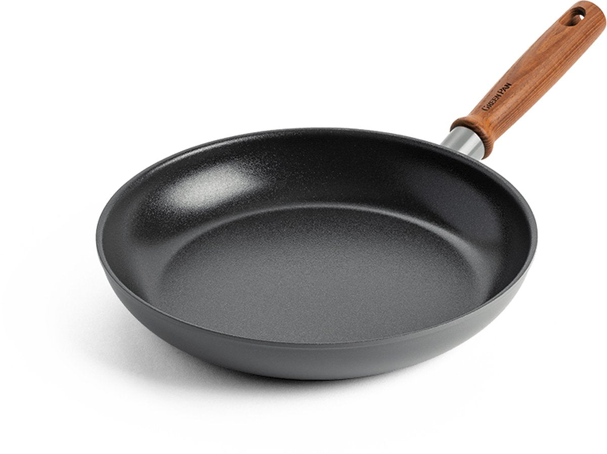 Sartén Greenpan mayflower pro 26cm - gris - mango de madera - sin pfas